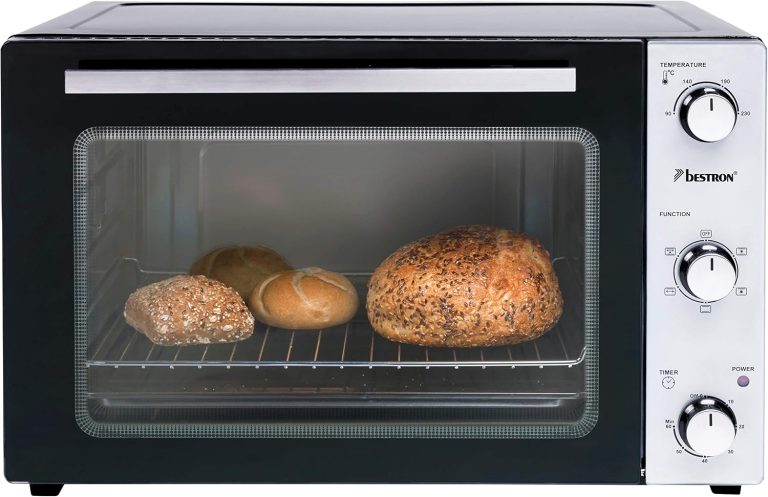 Bestron Mini-four 2 en 1 avec rôtissoire, 45 litres, 1500 W, Inox, Noir